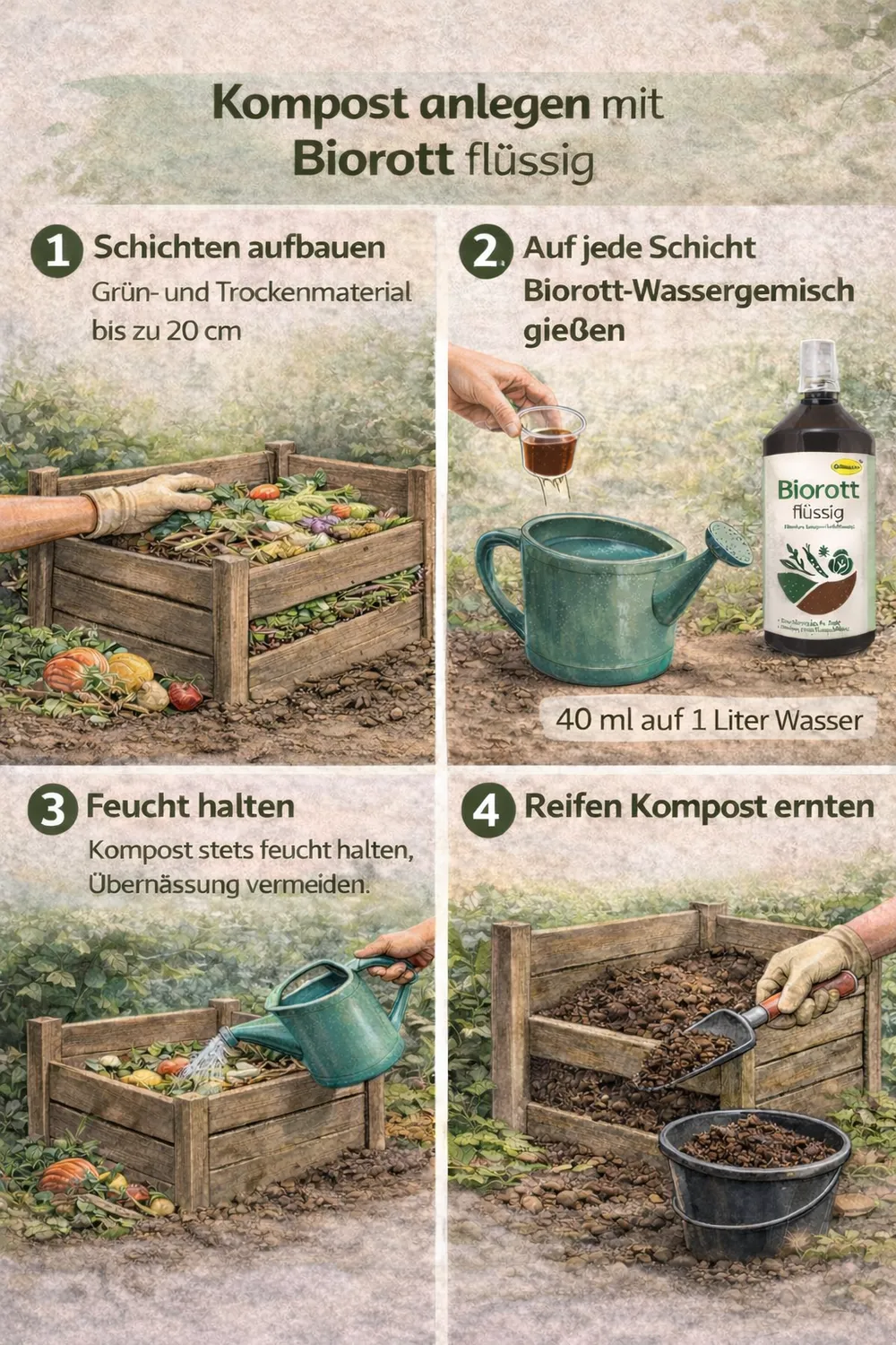 Schacht Biorott tekutý urýchľovač kompostu 1 l rastlinný