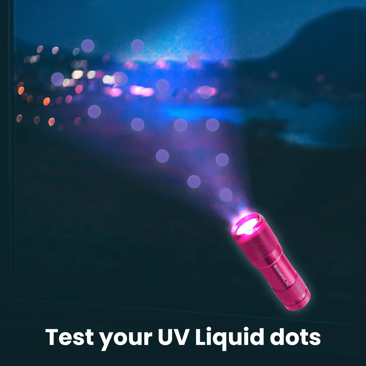 Window Alert UV baterka tester samolepiek LED 395 nm